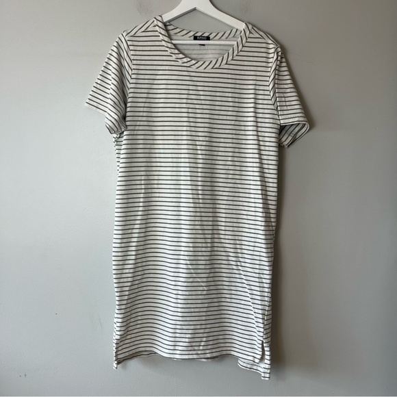 Buffalo David Bitton Midi Green and Cream Striped T-Shirt Dress XL - Picture 1 of 7